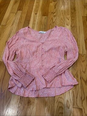 Loft Pink Patterned Long-Sleeve Women’s Top